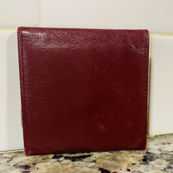 CARTIER Oxblood Red Leather Logo Small Wallet 💯 AUTHENTIC - Picture 4 of 13